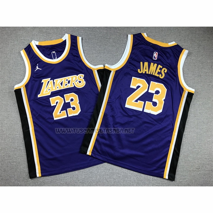 Camiseta LeBron James NO 23 Nino Los Angeles Lakers Statement Violeta